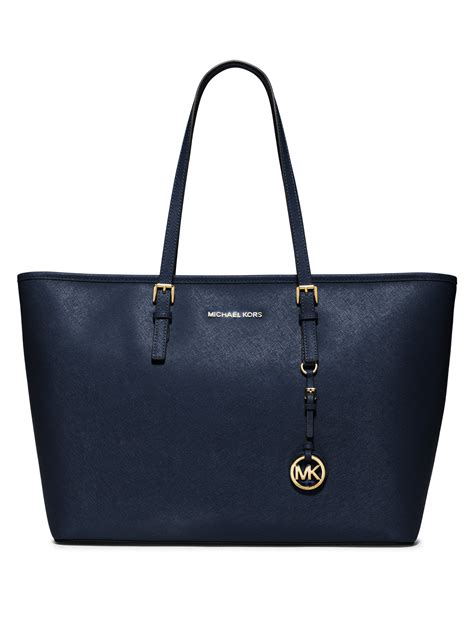 michael michael kors jet set shopping bag navy white|Michael Kors jet set saffiano.